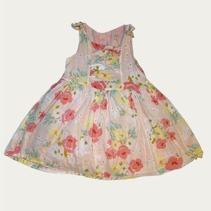 Cherokee Pink‎ and Green Floral 4T  Girls Dress Lined Puffy Skirt